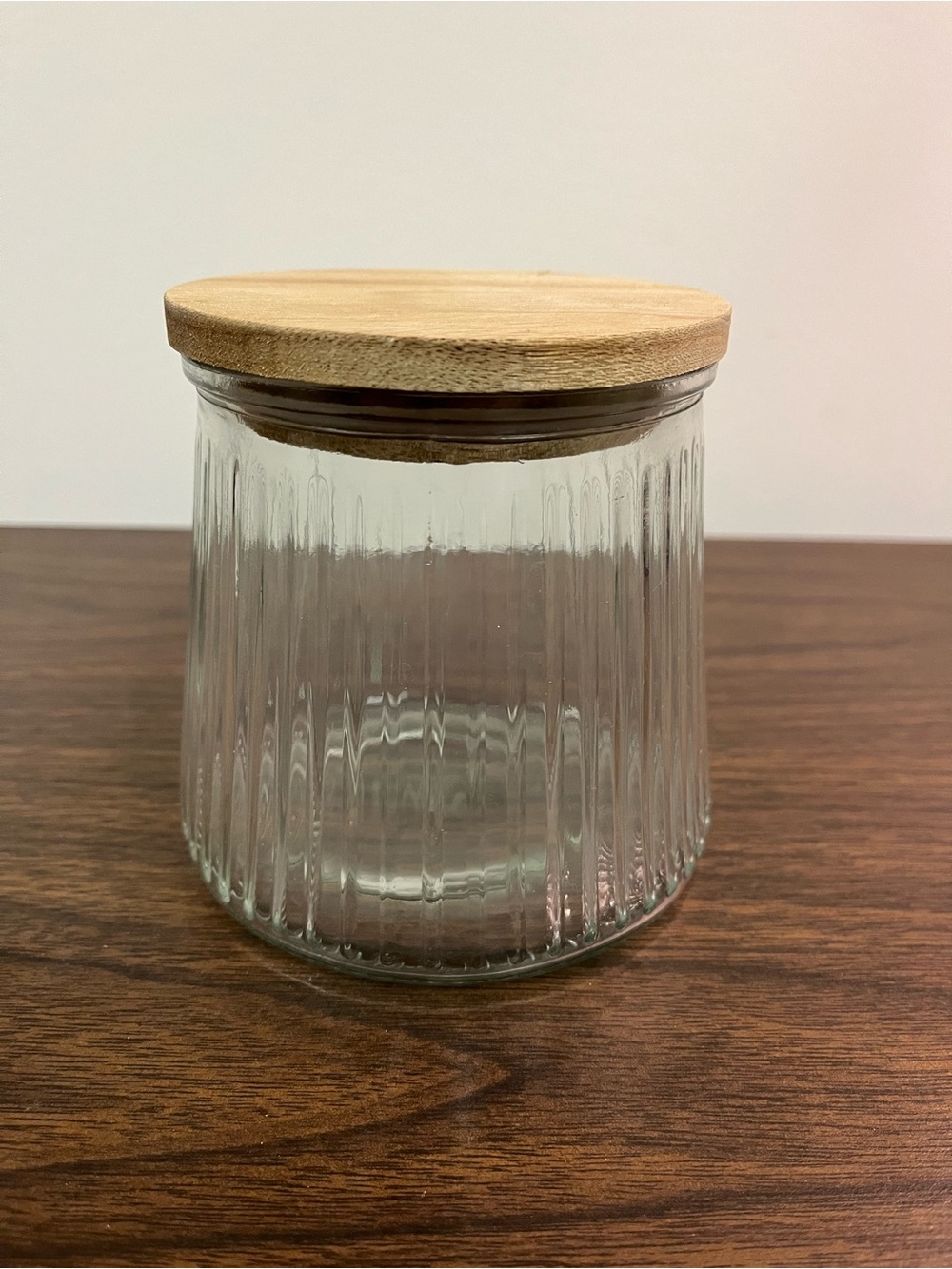 Glass Candy Trinket Jar With Wooden Lid
